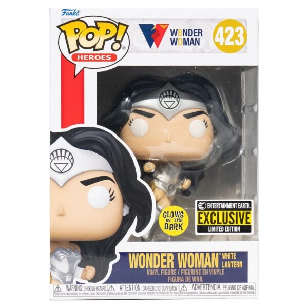 wonder woman th anniversary white lantern glow in the dark pop vinyl figure entertainment earth exclusive